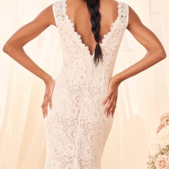 COPY - White Lace Sleeveless Mermaid Maxi Dress - Picture 6 of 7